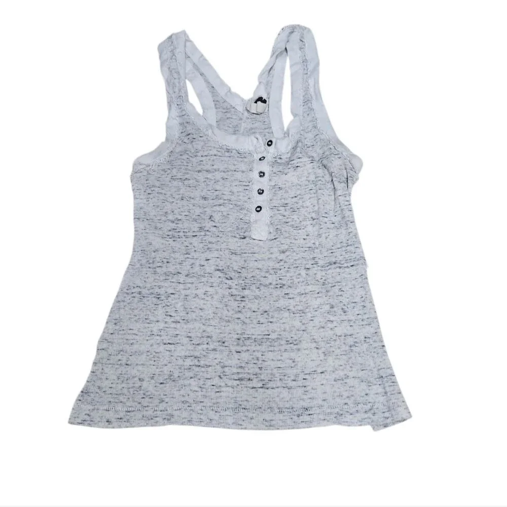 Free People We The Free Gray Timeout Racerback Henley Tank SP Shabby Chic grunge